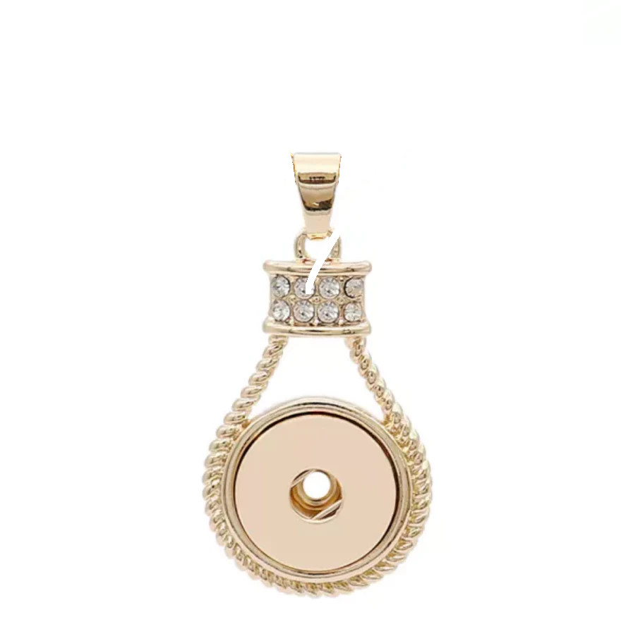 Snap Jewelry Rhinestone Designer Gold Pendant Fits 18-20mm Ginger Snaps Charms