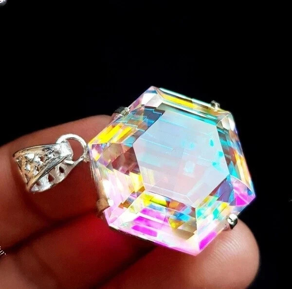 51 CT+ Flawless Rainbow Fire Mystic Topaz 925 Sterling Silver Plated Jewelry
