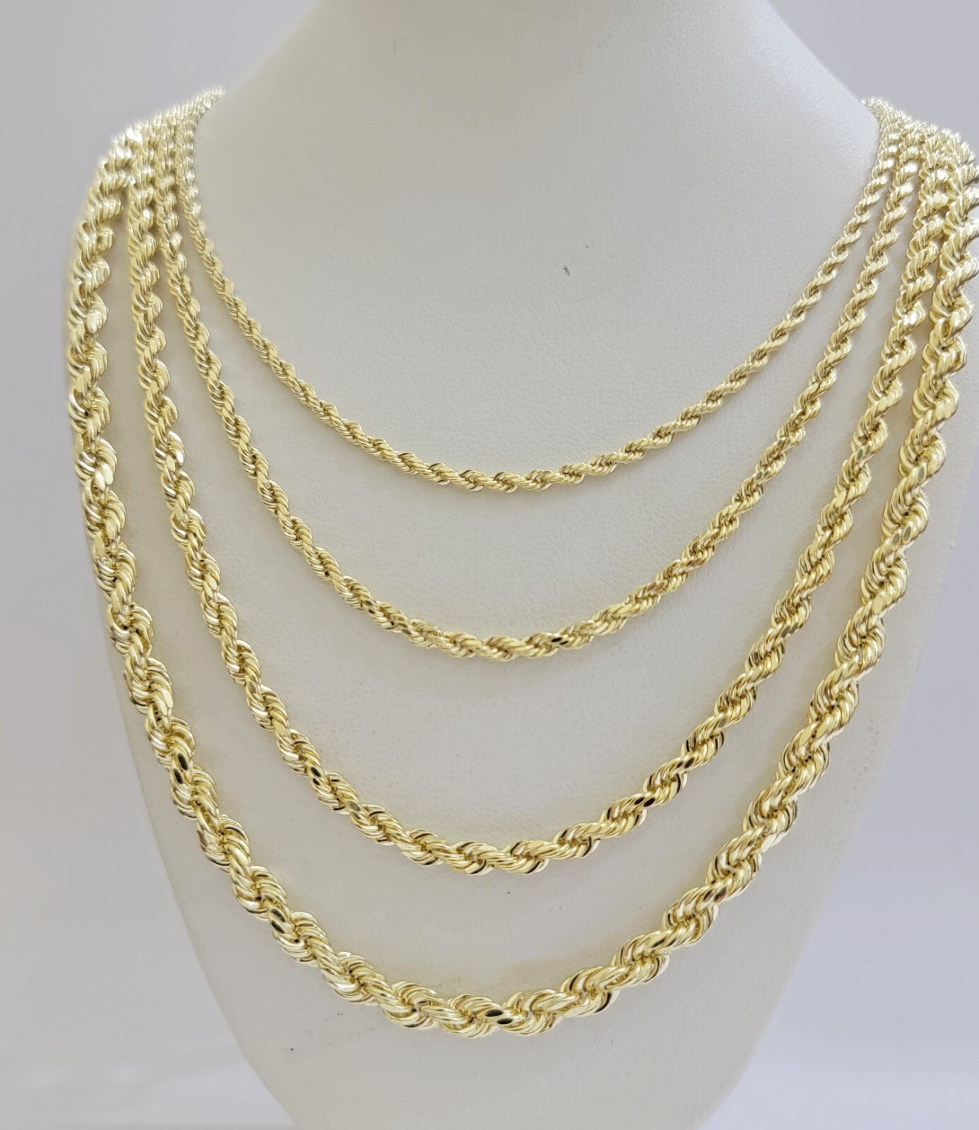 Real 14k Yellow Gold Rope chain necklace 2.5mm 3mm 4mm 5mm 18-26 Inch Men women.