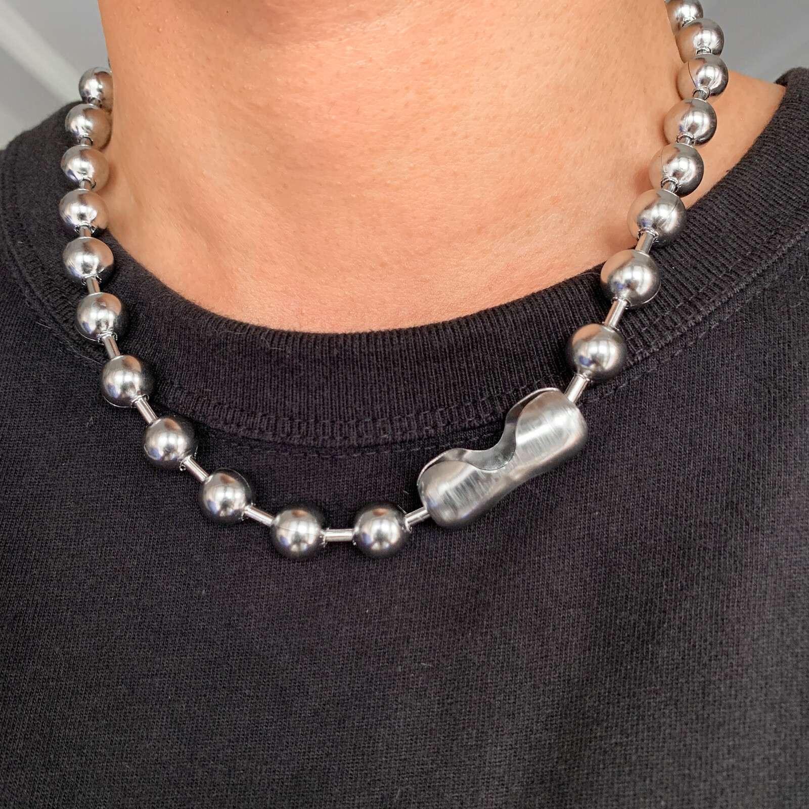 8/10/12mm Punk Cool Stainless Steel Ball Chain Necklace Choker Jewelry for Men