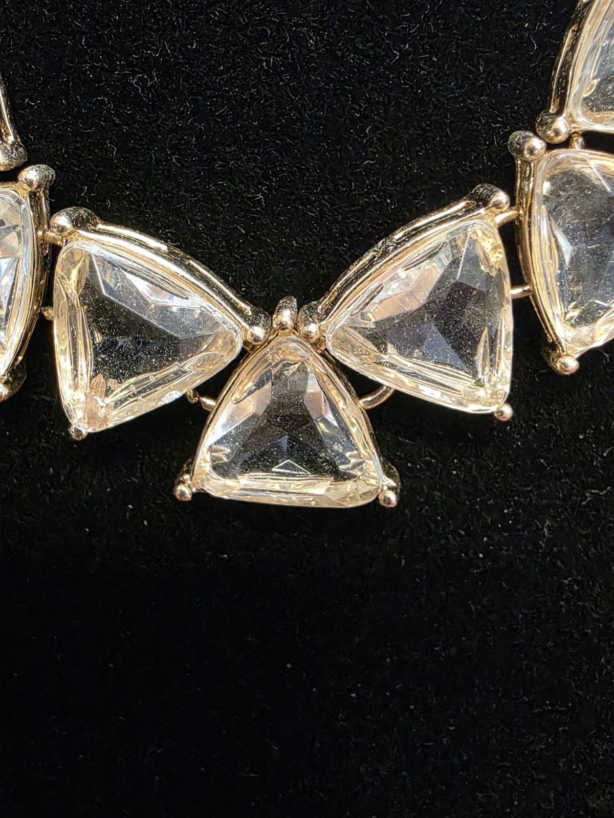 A New Day Crystal Trillion Stone Collar Chain Necklace Metallic Gold