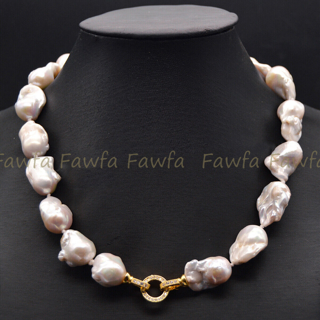 Genuine Natural Large 15-25mm White Keshi Reborn Baroque Pearl Pendant Necklace