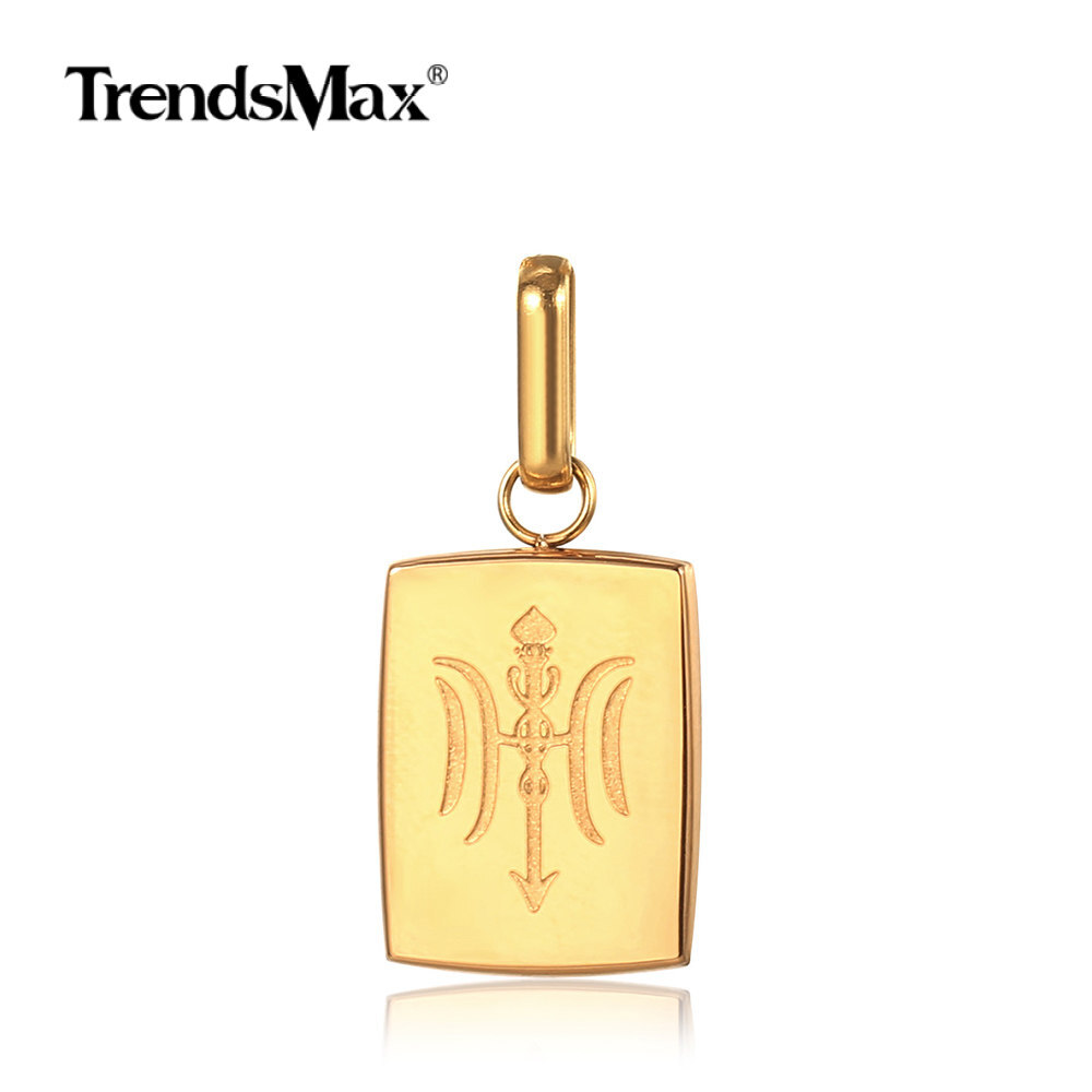 Gold Plated Stainless Steel Square Pendant Charm Necklace Multi Chain New Design