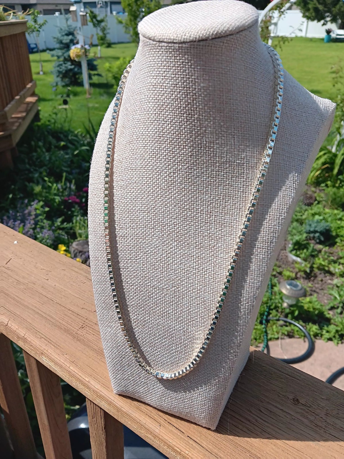 Vintage Talbots Chunky Venetian Box Chain Designer Necklace 22.5”