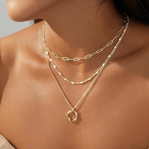 New exquisite 14K gold-plated fashion bow paperclip pendant necklace