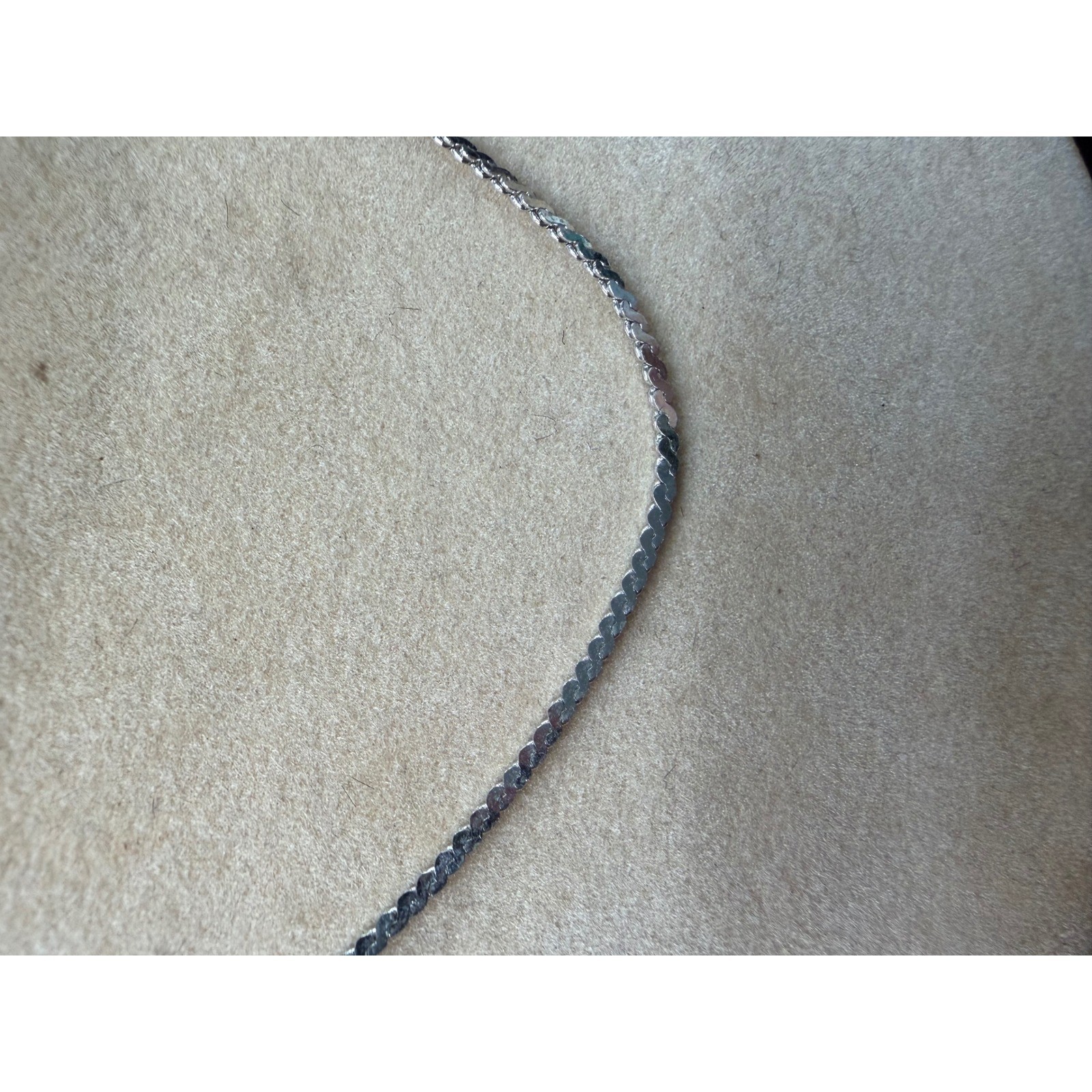 Silver tone Flat Curb Link Chain Necklace 18 Inch Minimalist Shimmer
