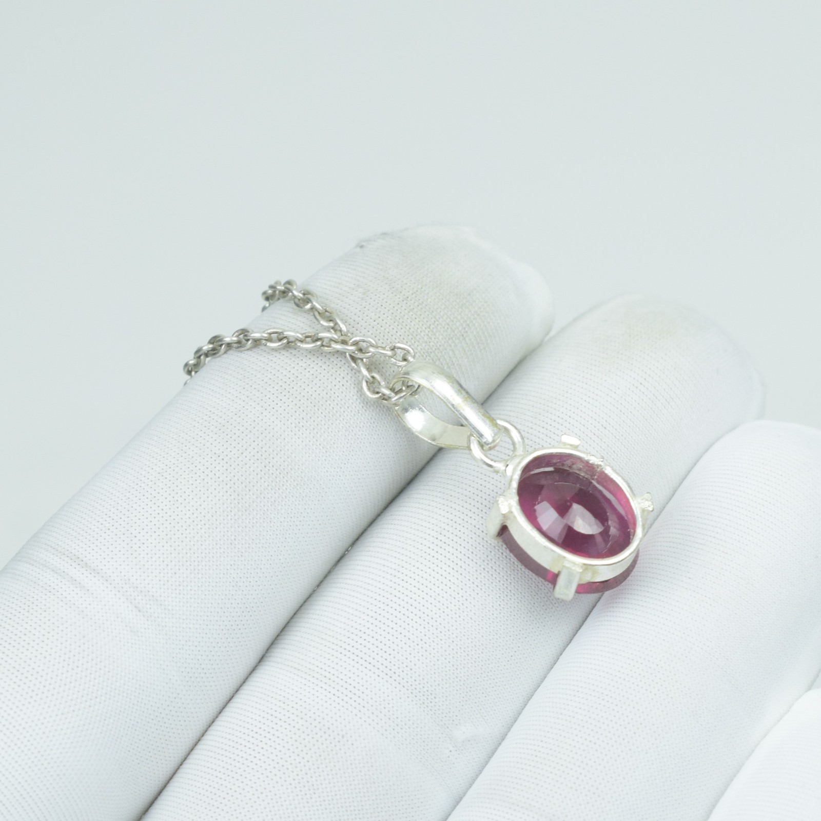 Beauty Red Ruby Pendant Loose Gemstone Jewelry, 925 Sterling Silver Necklace,