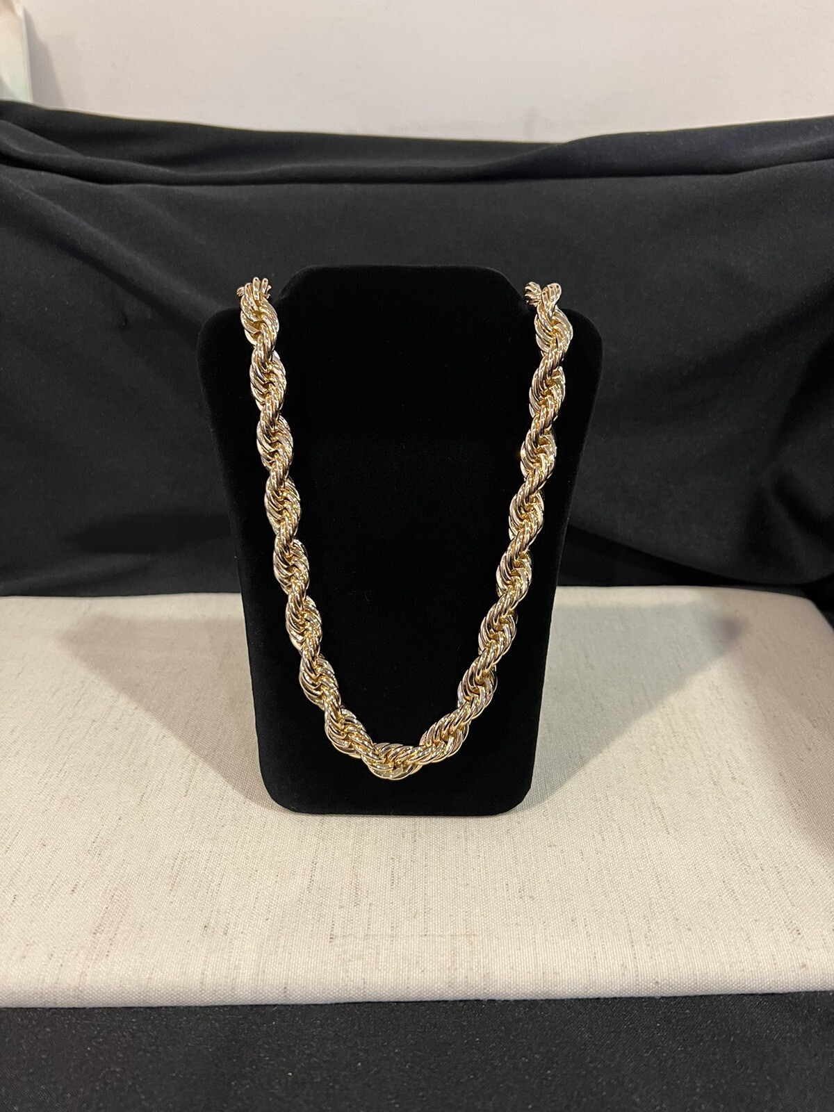 Gold PLATED Mens Male Womens Big Thick Twisted Rope Chain Necklace LONG 28″