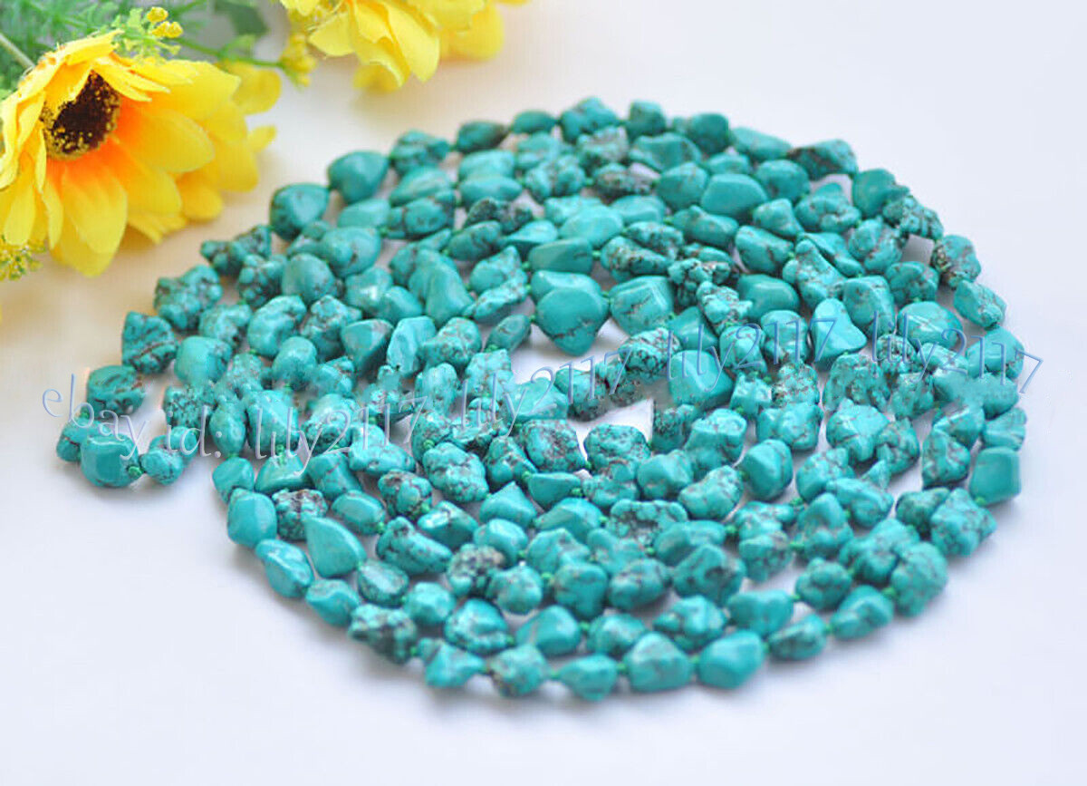 10-15mm Natural Turquoise Gems Irregular Nugget Beads Necklace 36-100” No Clasp