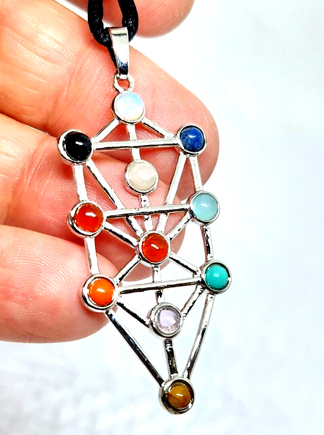 Tree of Life Sefirot Necklace Chakra Pendant Gemstone Kabbalah Bead Jewellery