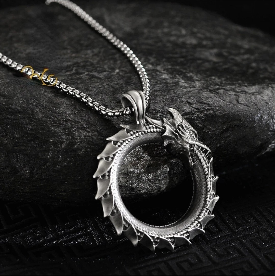 Men’s Dragon Pendant Chain Necklace Punk Fashion Jewelry 103