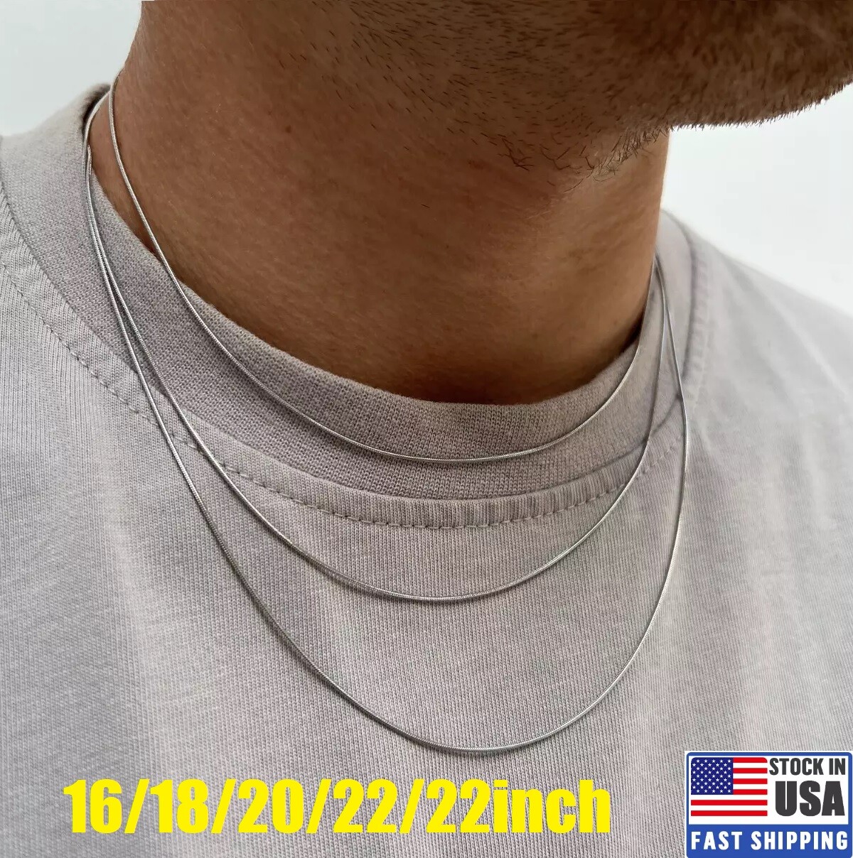 16-24″ Silver Tarnish-Free Italian Snake Chain Necklace 1MM Jewelry for Unisex