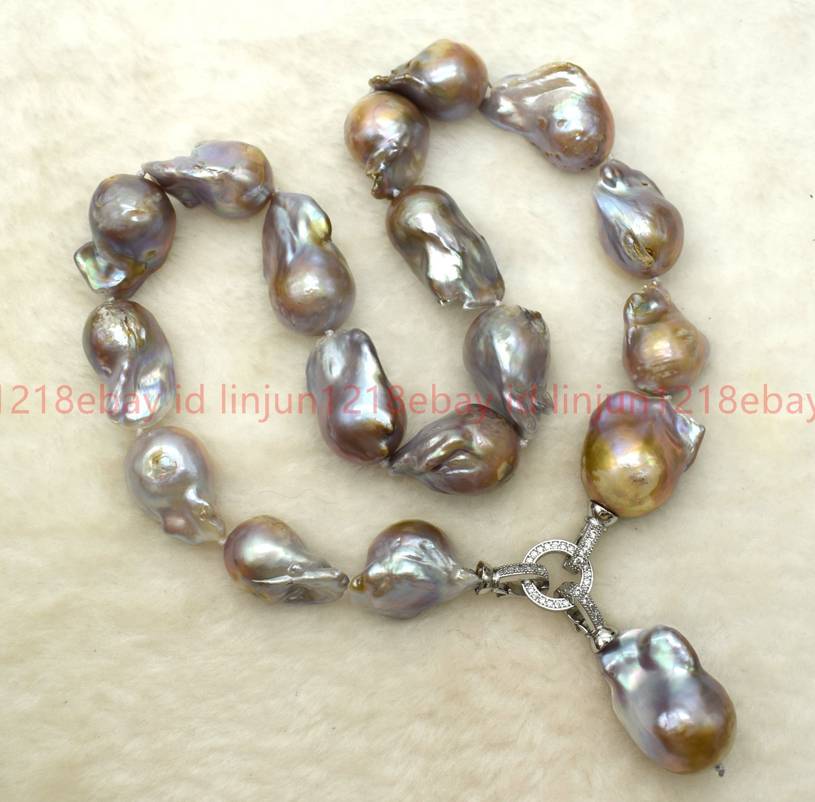 Beautiful Natural 15-20mm Purple Baroque Pearl Gems Pendant Necklace 16-28in
