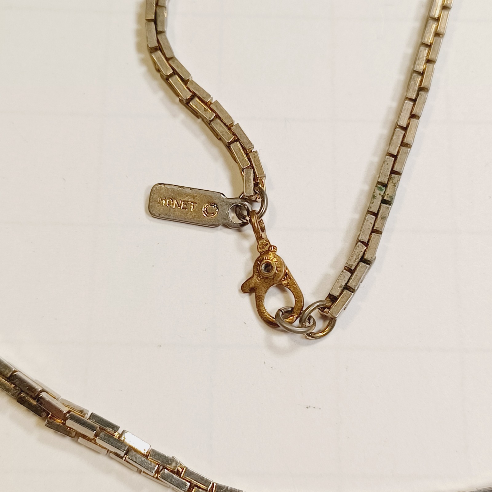 Vintage Monet Gold Tone Venetian Box Chain Necklace Long 31″