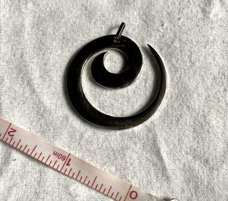 Stainless Steel Open Spiral Wave Pendant Necklace Modern Minimalist Art Festival