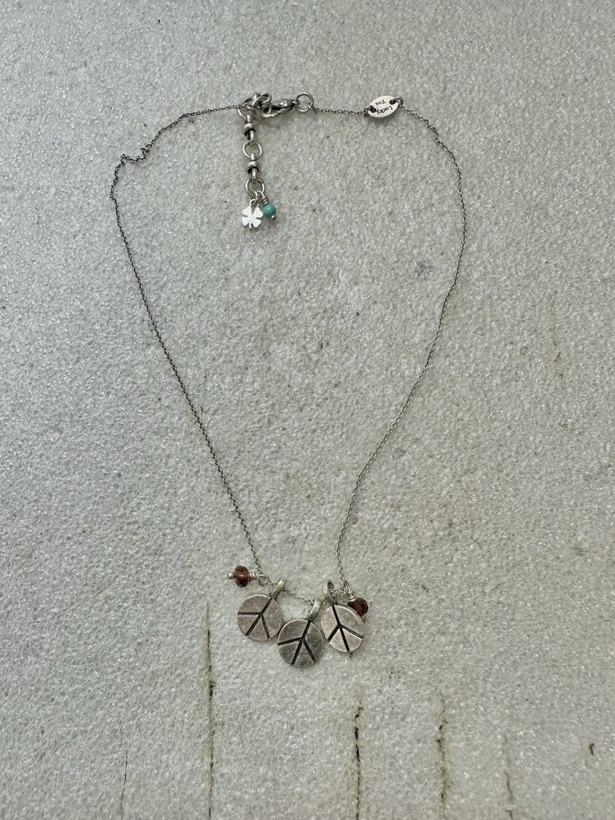 LUCKY Brand 3 Peace Signs 18” Necklace