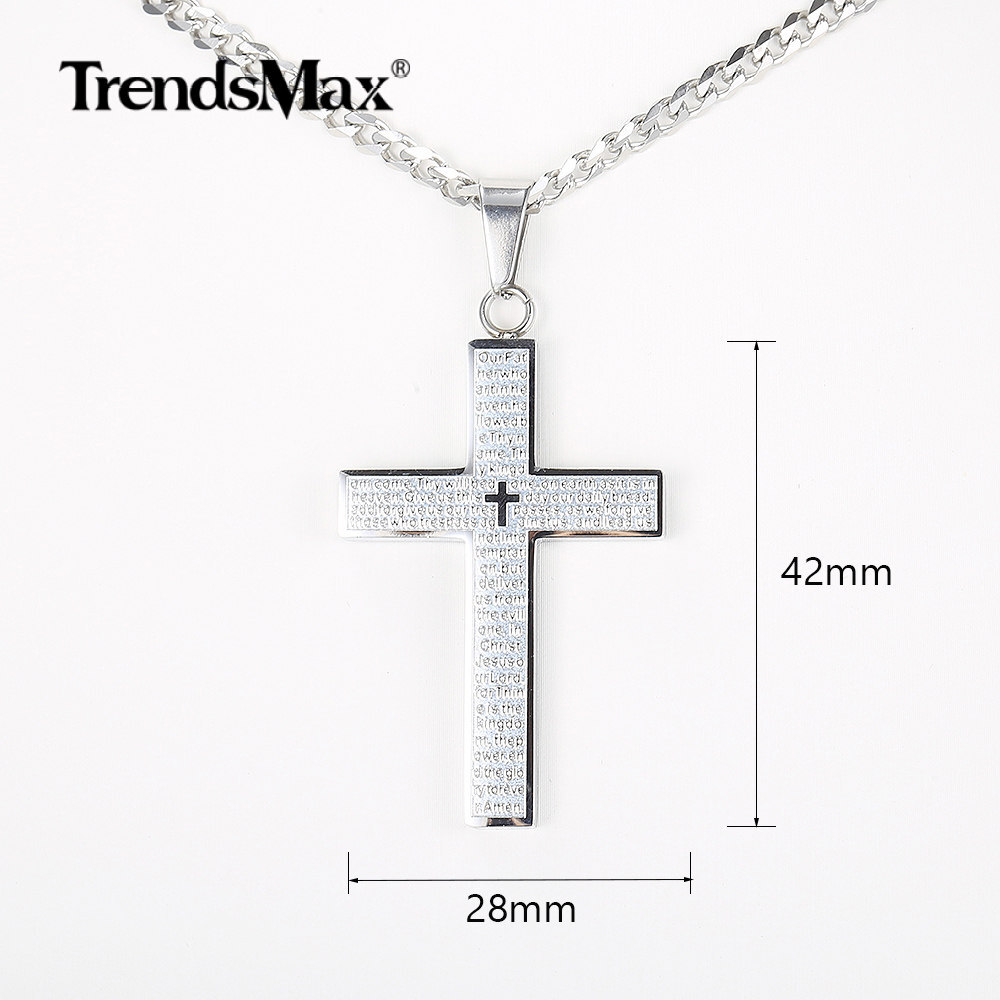 For Men Women Stainless Steel Jesus Christ Cross Pendant Necklace 16-30″ Chain