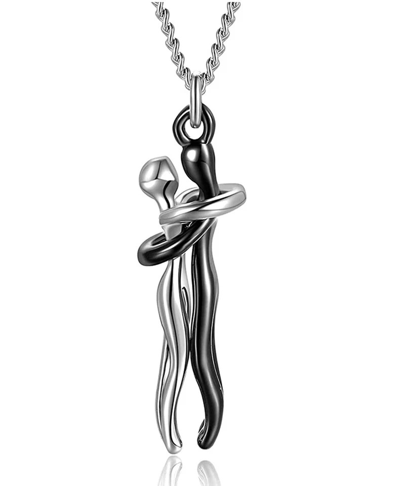 Affectionate Hug Couples Necklace Valentine’s Day Embrace Chain Unisex Jewelry