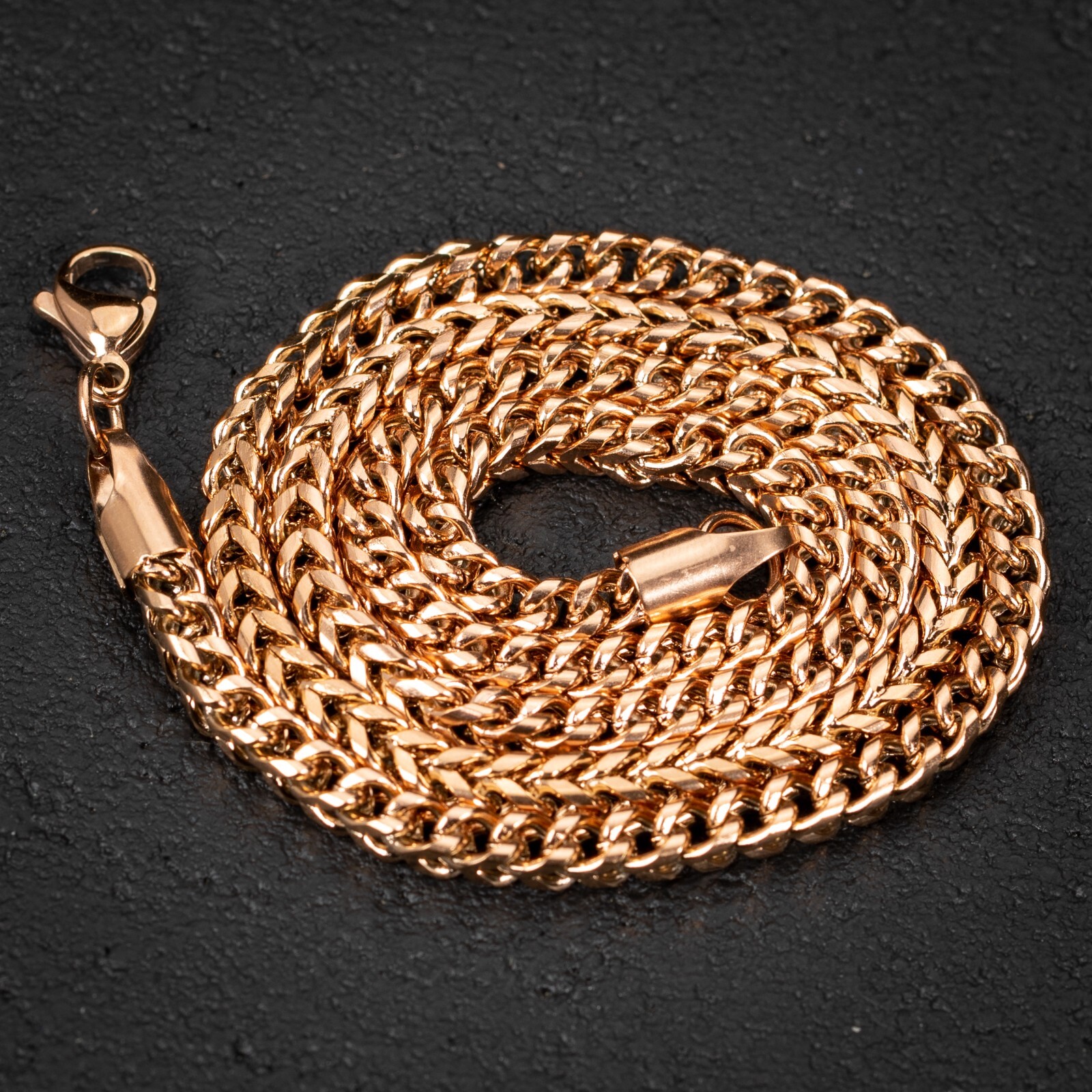 Rose Gold Plated Solid Heavy 316 Stainless Steel 4MM Franco Chain Necklace