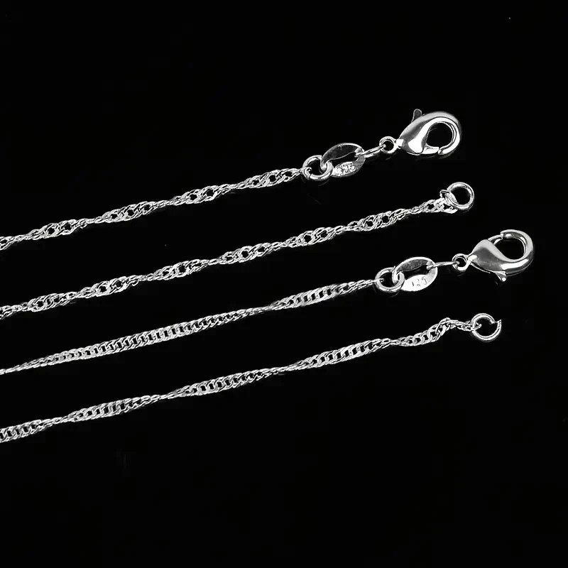 20 Inch Fashion 925 Sterling Silver 2mm Water Wave Necklace Link Chain Women New