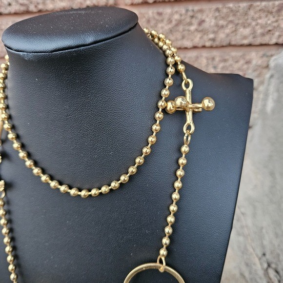 Gold Celestial Charm Necklace Women’s Jewelry Planet Moon Stars Jack Ball Chain