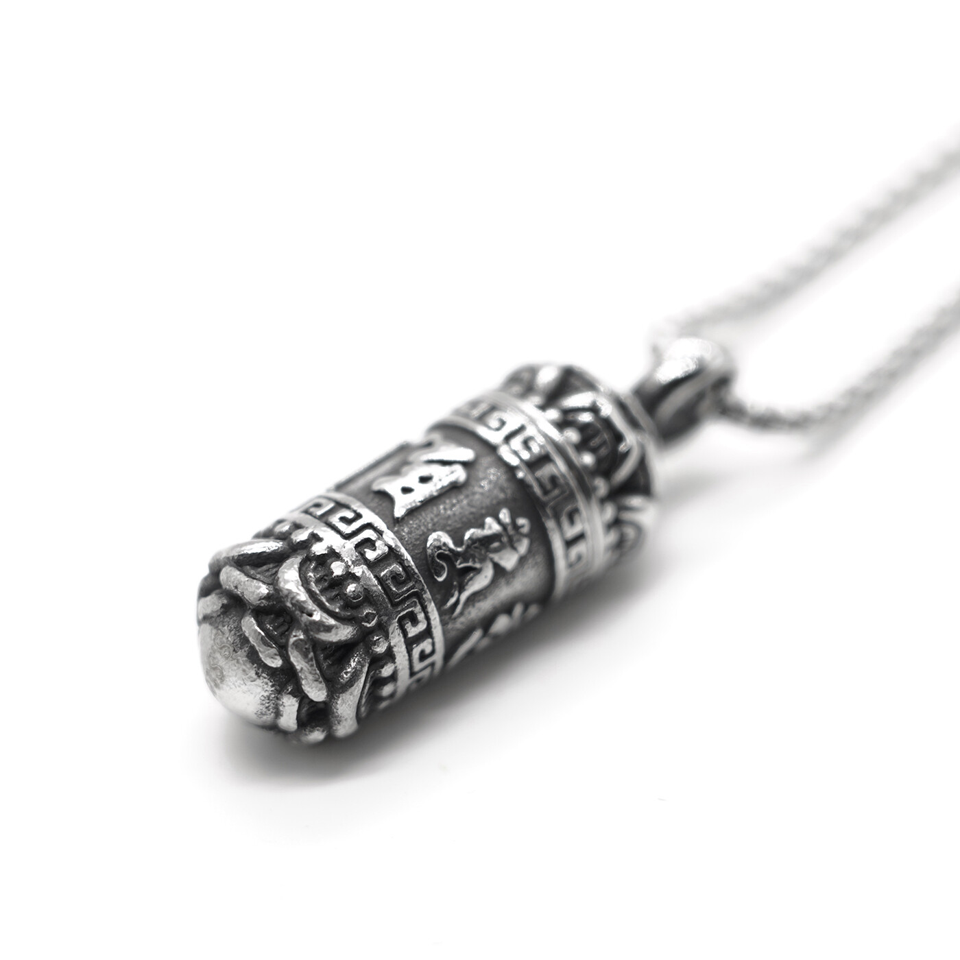 MENDEL Tibetan Buddhist Urn Amulet Pendant Necklace For Ashes Stainless Steel