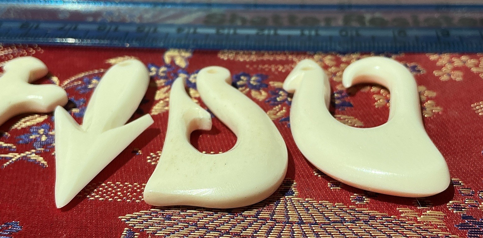 Lot of 6 White Charm Pendant Charms, Mixed Shapes, Cross Theme bovine bone