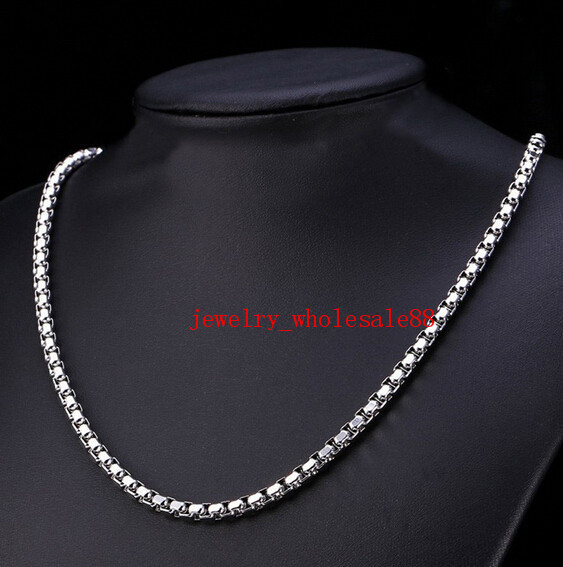 Large 6mm 24 inch Polished Stainless steel Fashion Rolo Box Link Chain Necklace