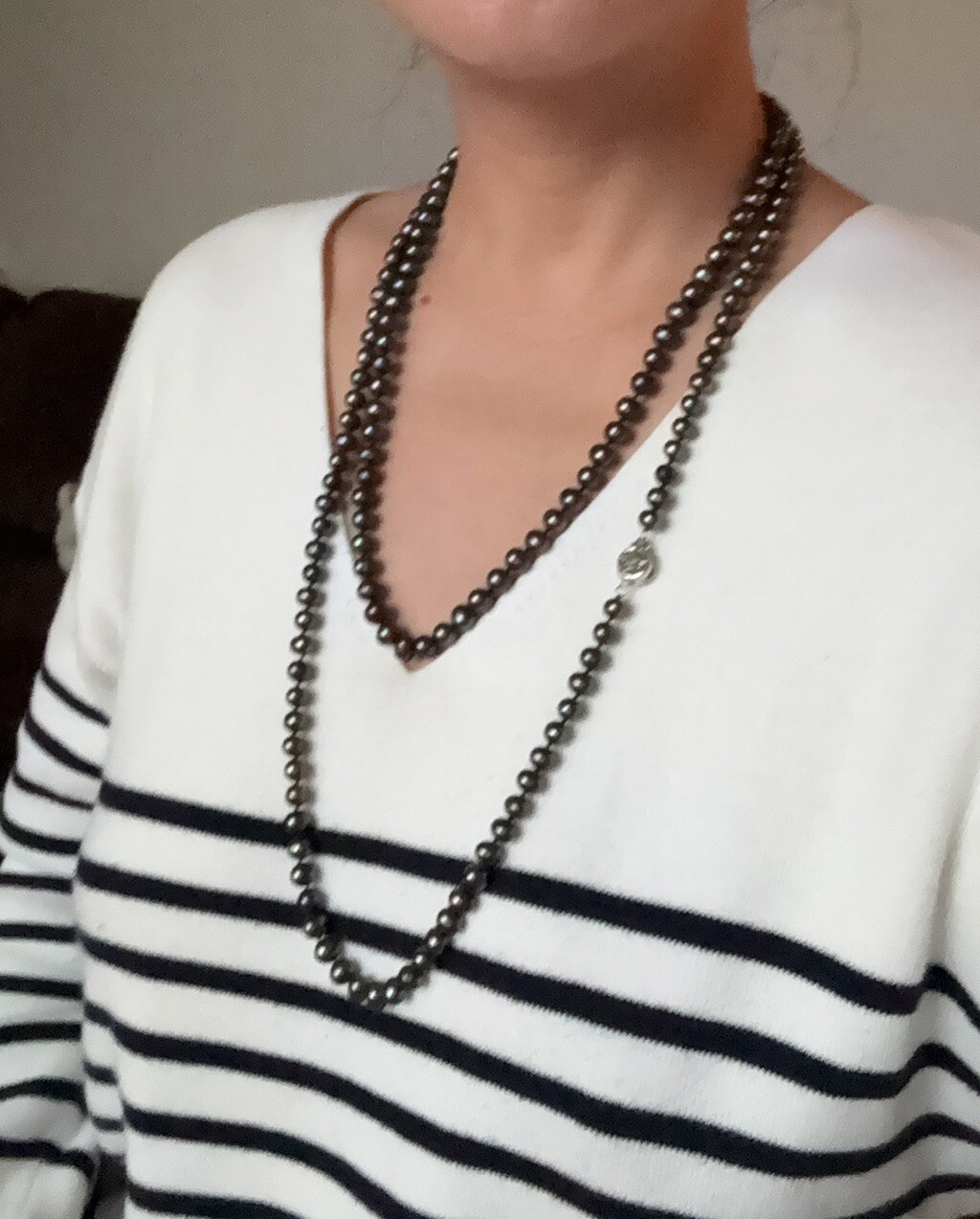 54” Pearl Necklace W. Real 925 Silver Clasp. 1,2,3 Strands Per Your Choice.