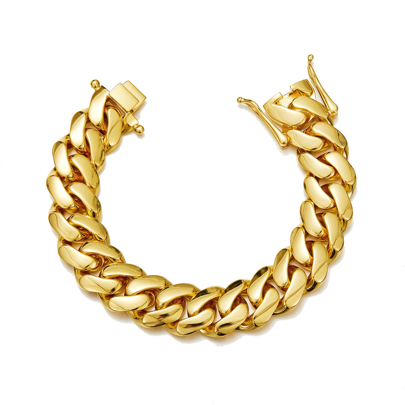10mm-22mm Stainless Steel Miami Cuban Chain Necklace Bracelet 18K Gold Plated