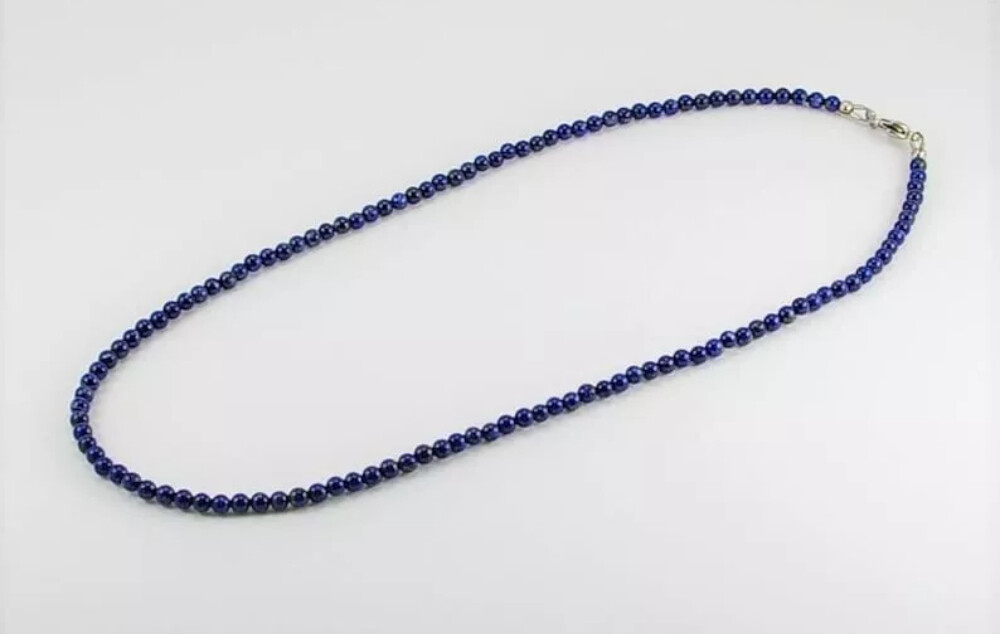 Men’s Jewelry 4mm Natural Lapis Lazuli Smooth Round Gemstone Bead Necklace 20″