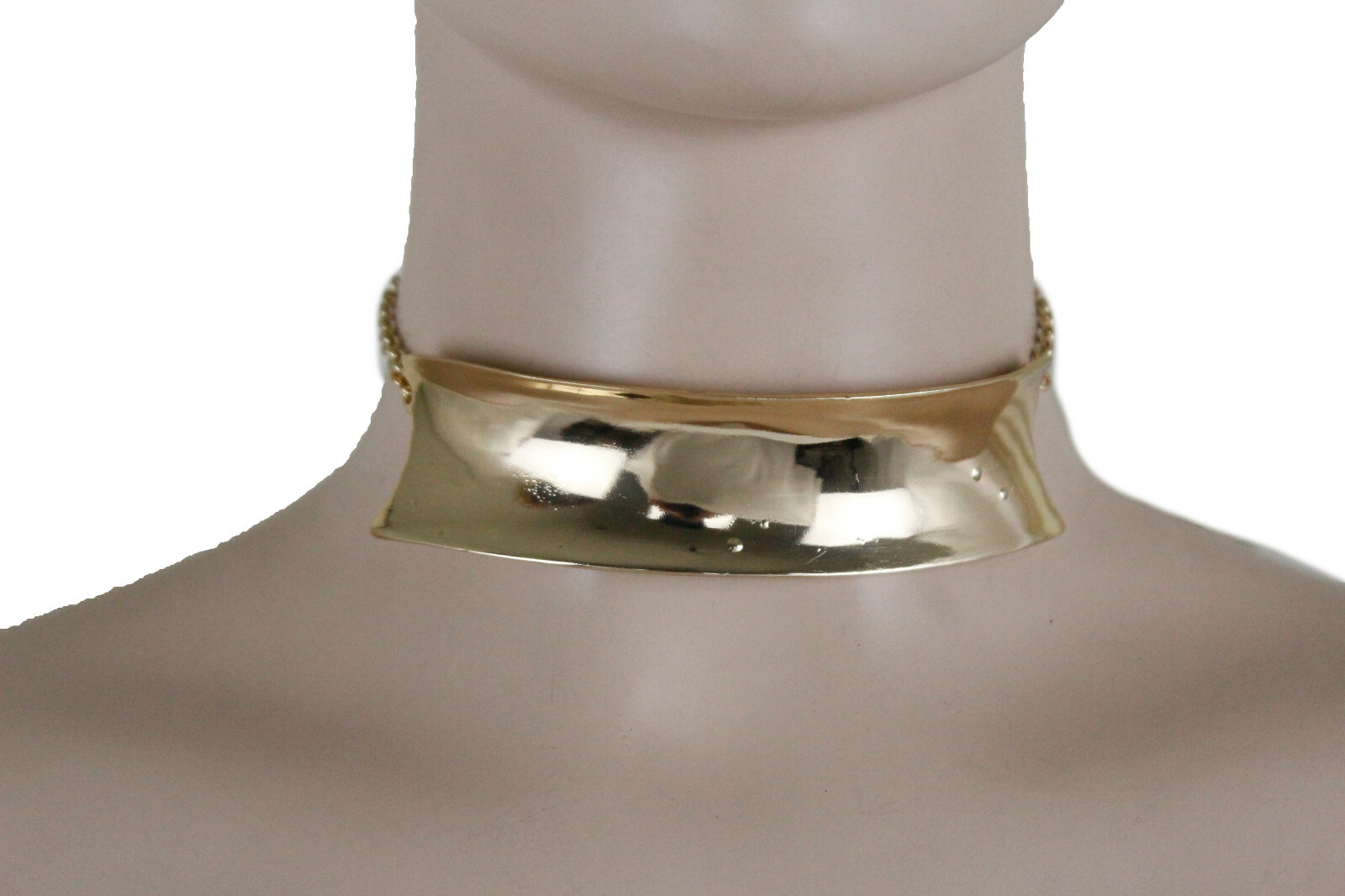 Sexy Women Fashion Jewelry Gold Metal Plate Short Choker Necklace Night Party