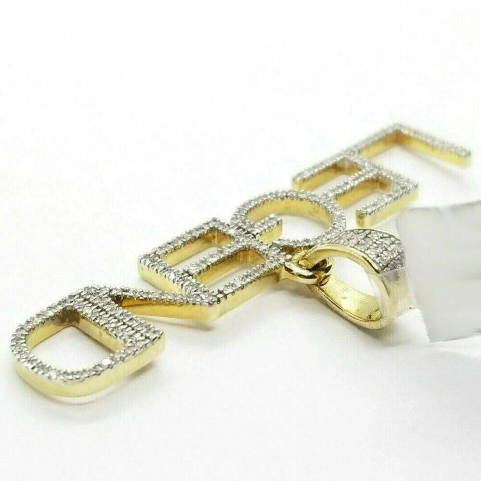 Simulated Diamond 1.50 Ct Round Men’s Letter Pendant 14k Yellow Gold Plated