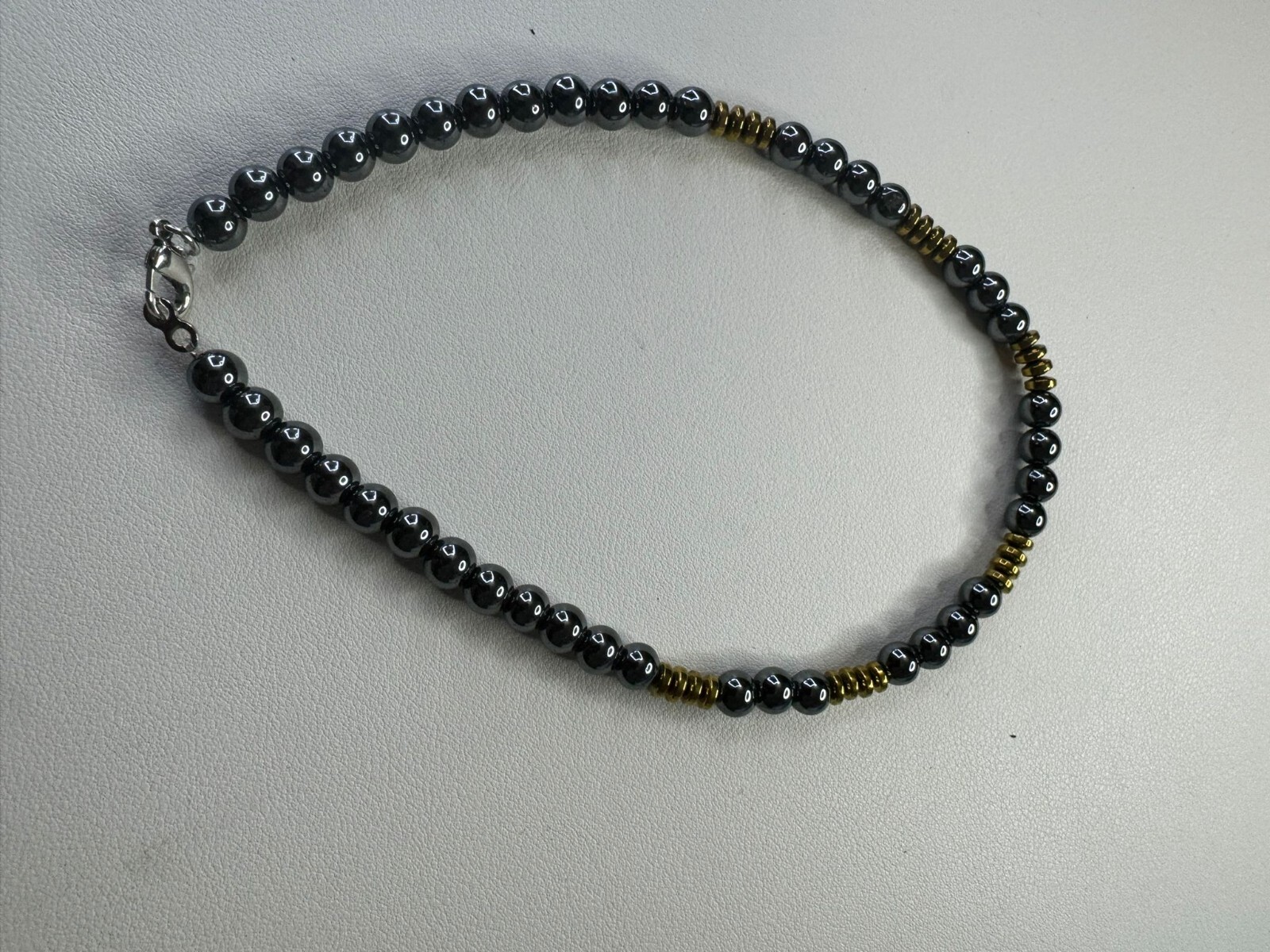 Shiny Beaded Black and silver Coloured Necklace | with lobster claw clasp hook