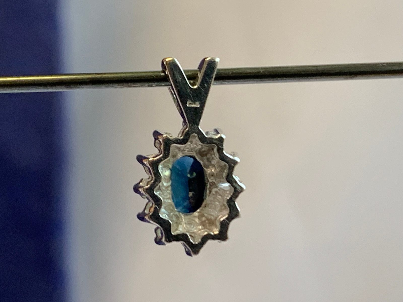 10K White Gold Pendant 1.44g Fine Jewelry Sapphire Color Stone