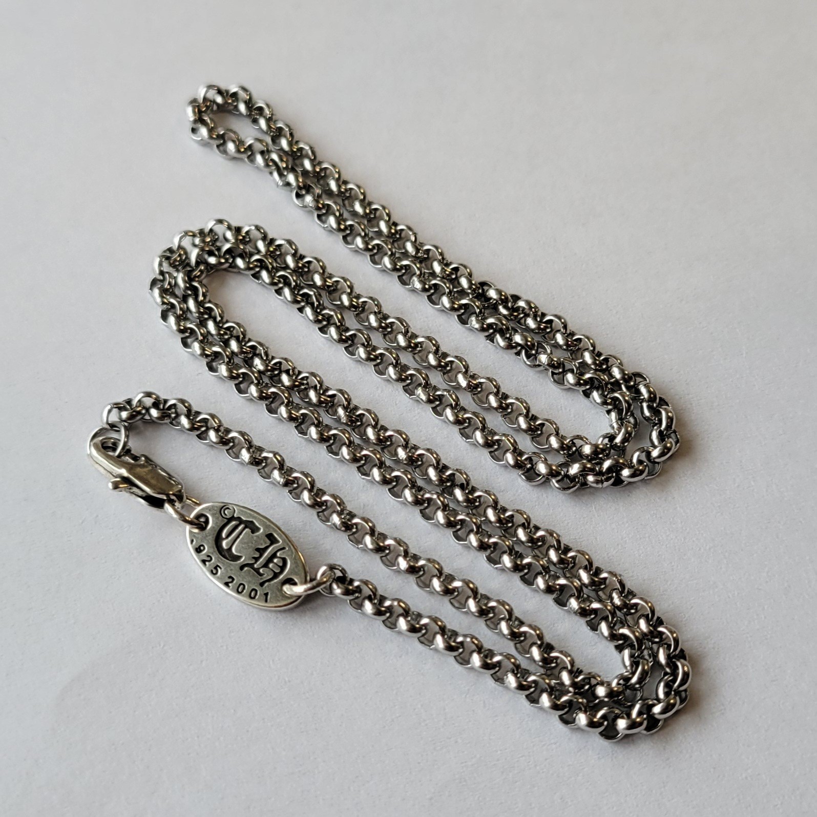 Chain Necklace, 925 Sterling Silver Plated, Engraved, 50 cm