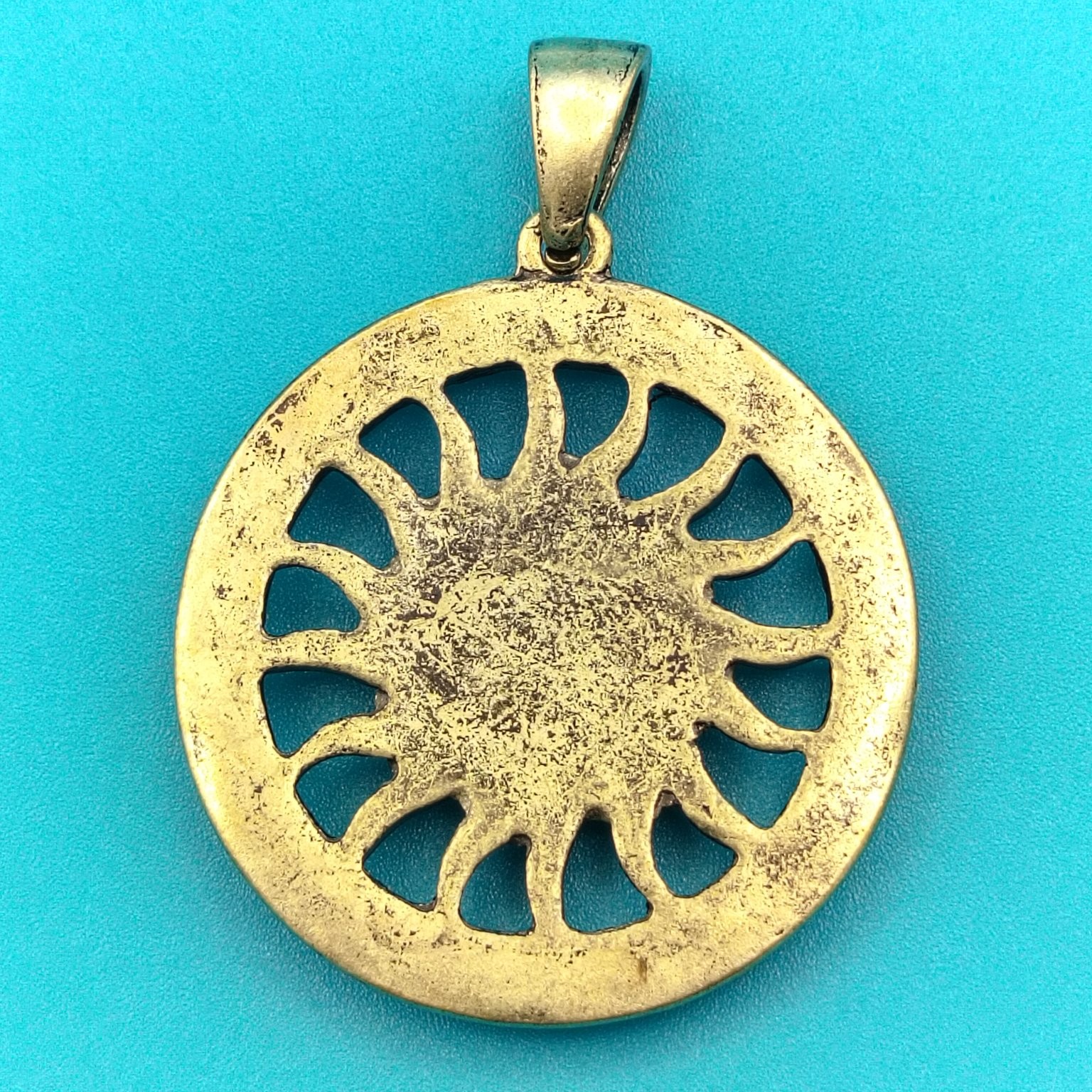 Sunburst Pendant AB Rhinestone Antique Gold Tone Celestial Boho Jewelry