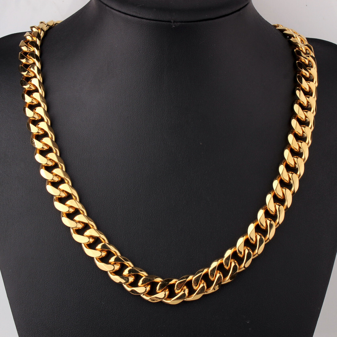 13/15mm Heavy Cut Men’s 316L Stainless Steel Curb Cuban Chain Necklace Bracelet