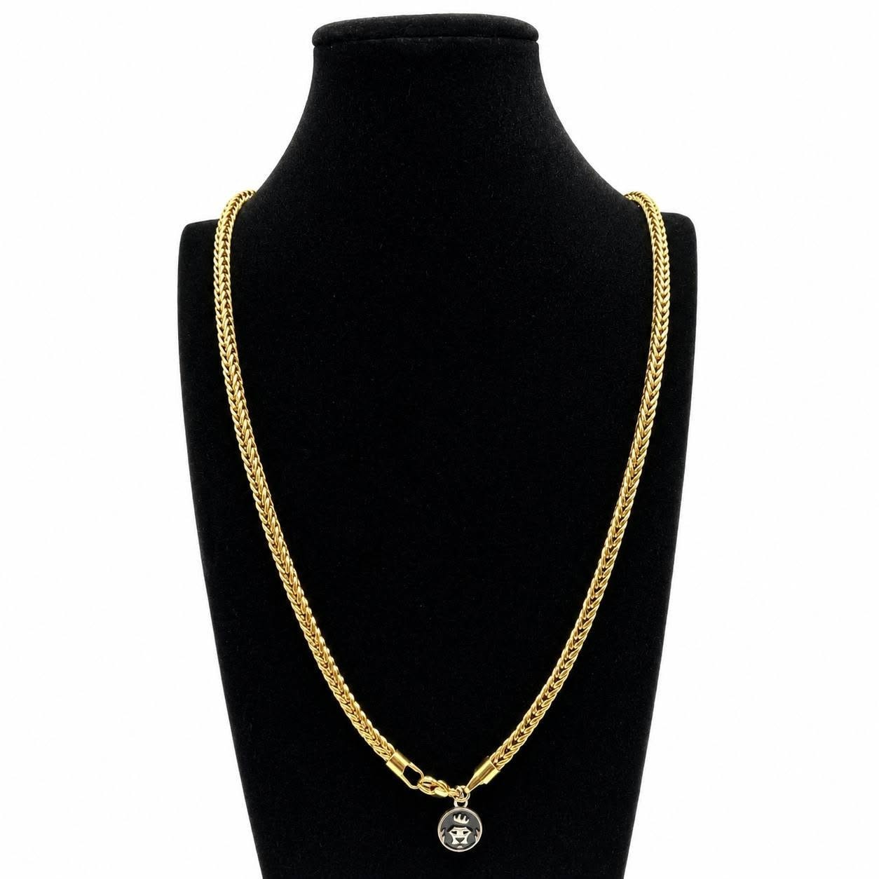 Authentic King Ice 4mm Franco Chain 26″ Gold Tone Lion Tag Hip Hop Necklace VTG
