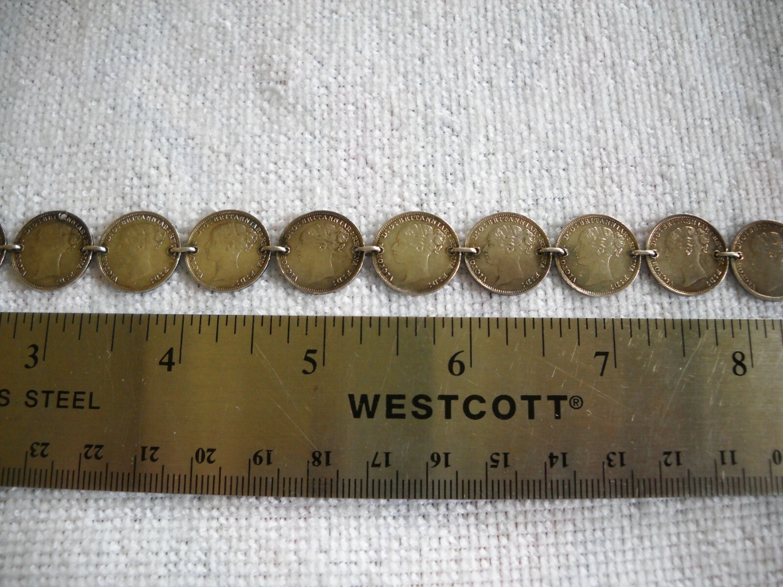 Great Britain Silver 3 Pence Coin Choker 22 coins 15 inch ONE OF A KIND 1880’S
