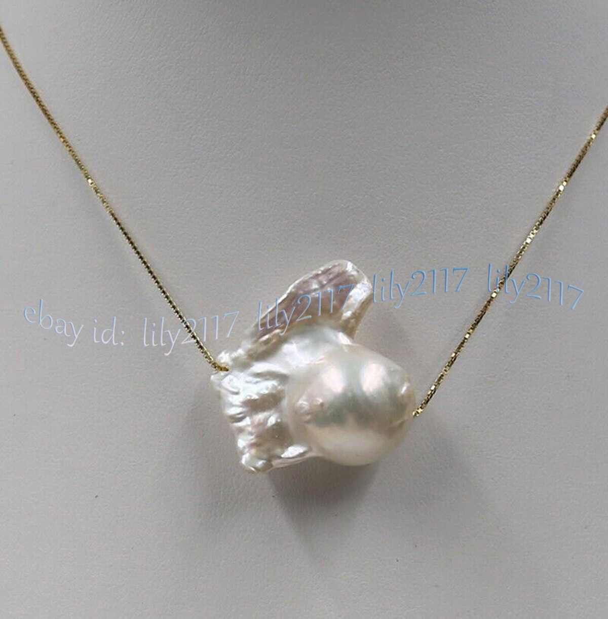 Huge 17-25mm Natural White South Sea Baroque Keshi Pearl Pendant Necklace 18inch