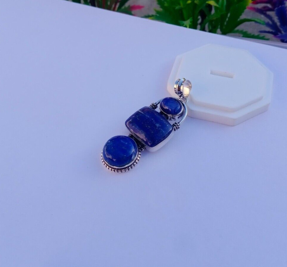 Natural Lapis Lazuli Pendant | Silver plated pendant | Lapis Lazuli Jewelry