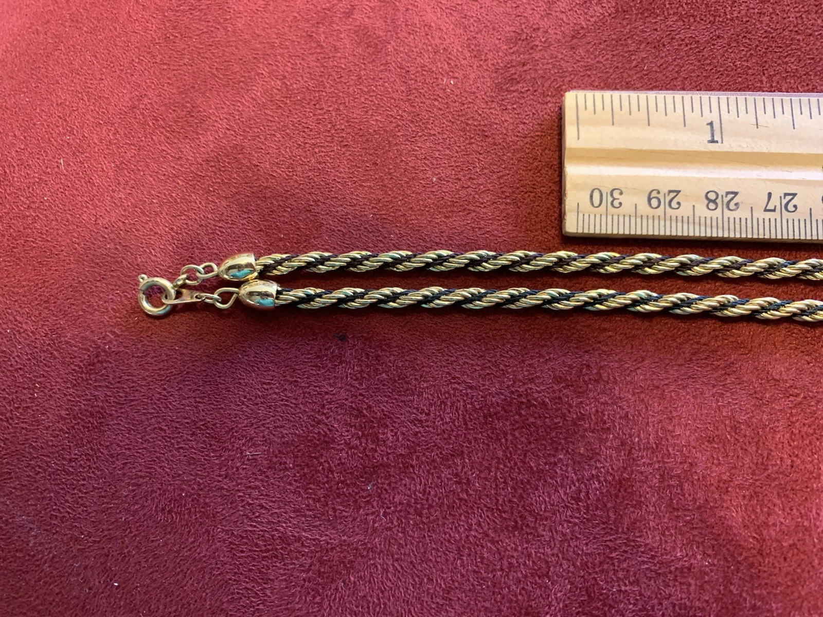 Goldtone Rope Chain Necklace Metal Spring Ring Closure 30 in vintage