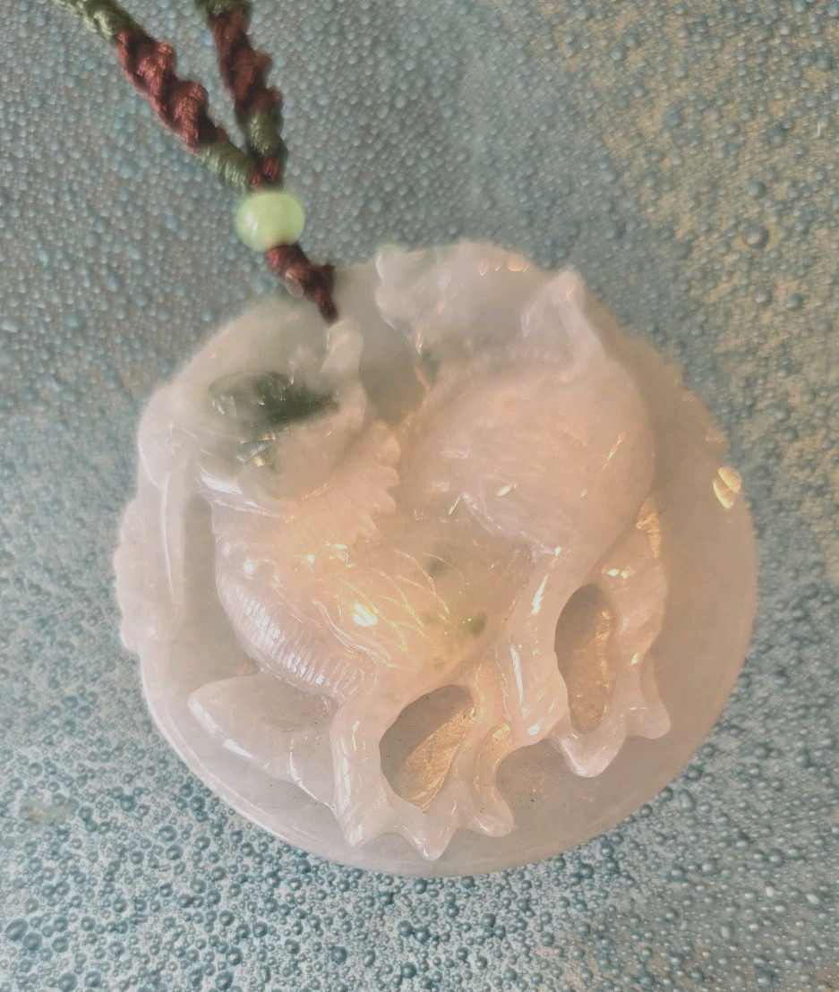 Natural A grade Carve jade Jadeite Pendant Chinese Kylin, Qilin or Kirin (麒麟)