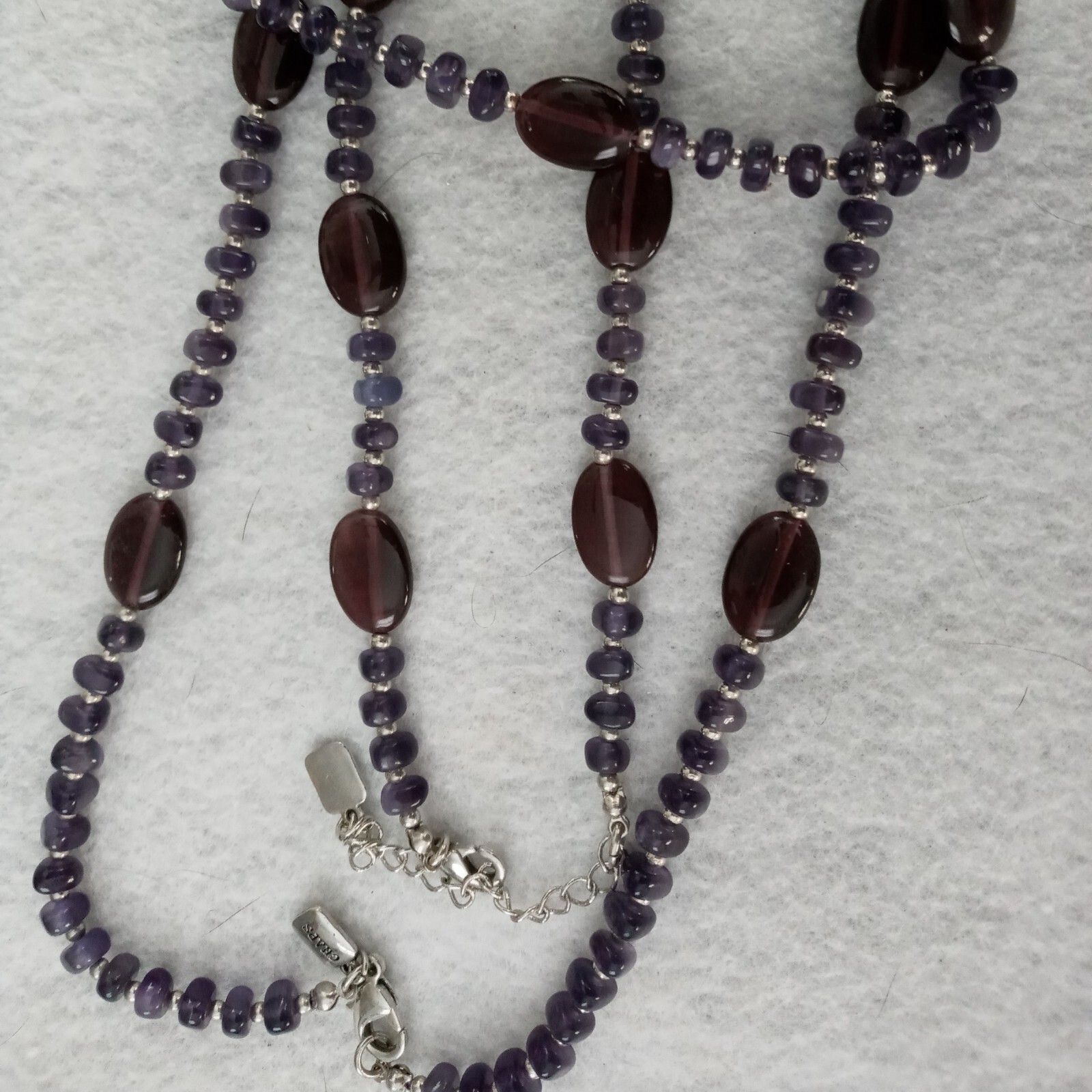 Chaps By Ralph Lauren 32″ & 18″ Necklace Set In Purple W/ Silver Tone Accents