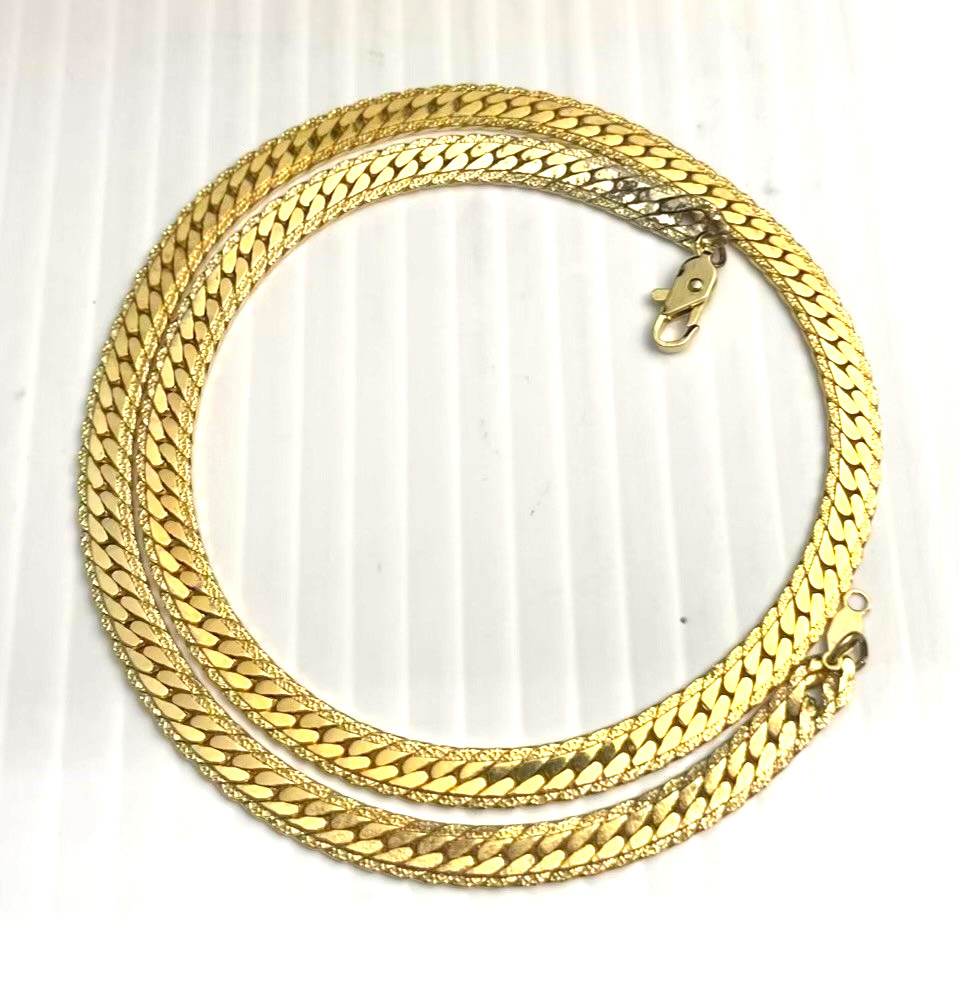 18KGP Chain Necklace Flat Yellow Gold-Plated Herringbone 5 mm Wide 17″ Long