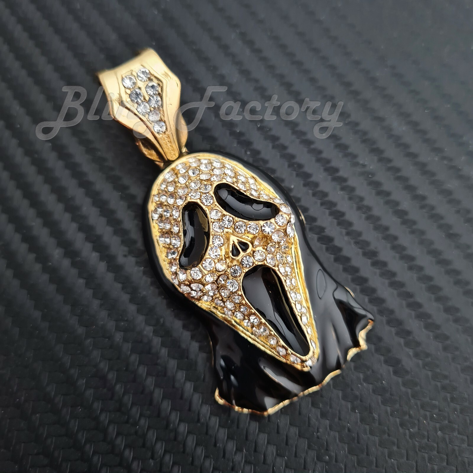 Hip Hop Iced Fashion Cubic Zirconia Bling Scream Ghost Face Mask Charm Pendant