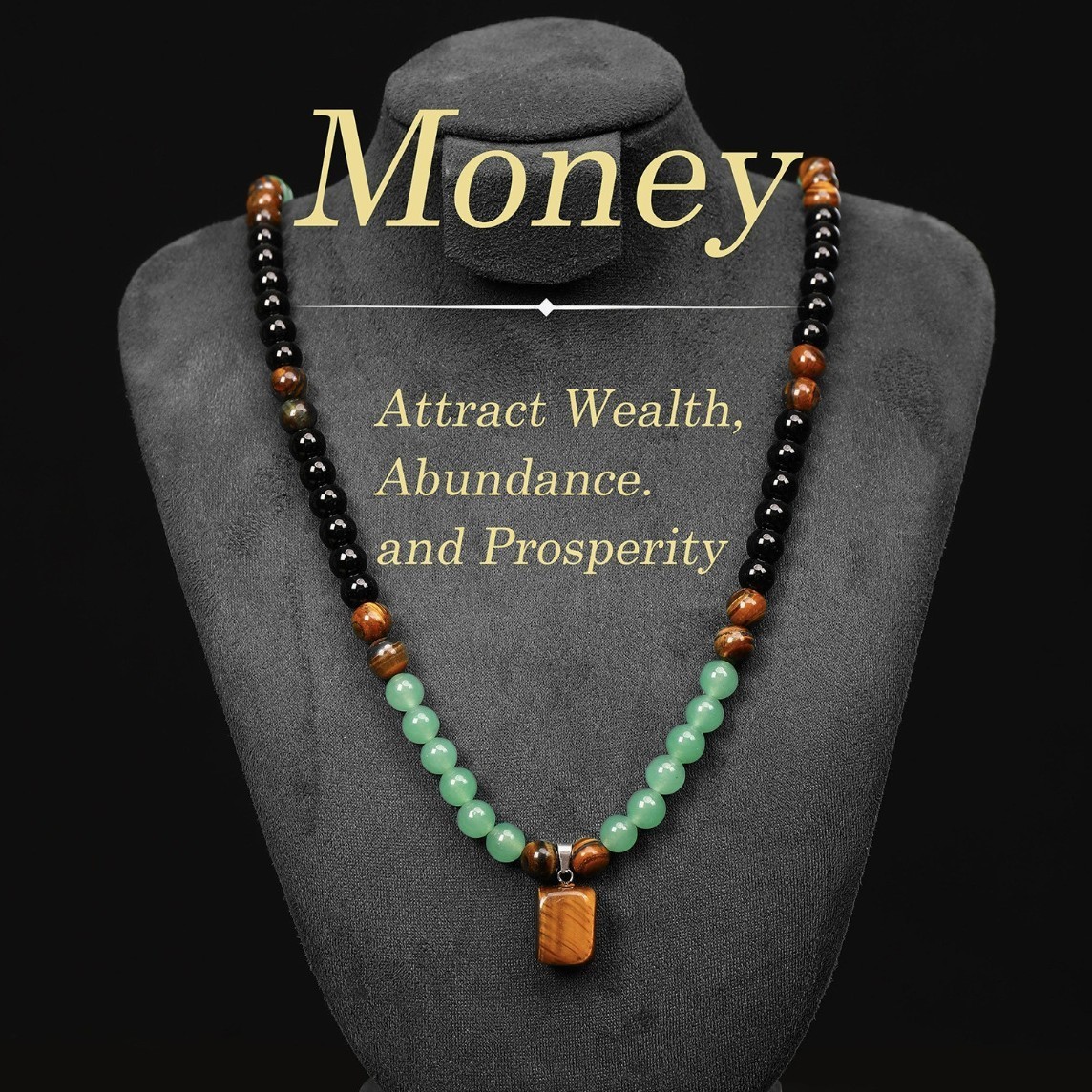 28in Tiger eye Aventurine Beaded Long Necklace Healing Wealth Abundance Attracts
