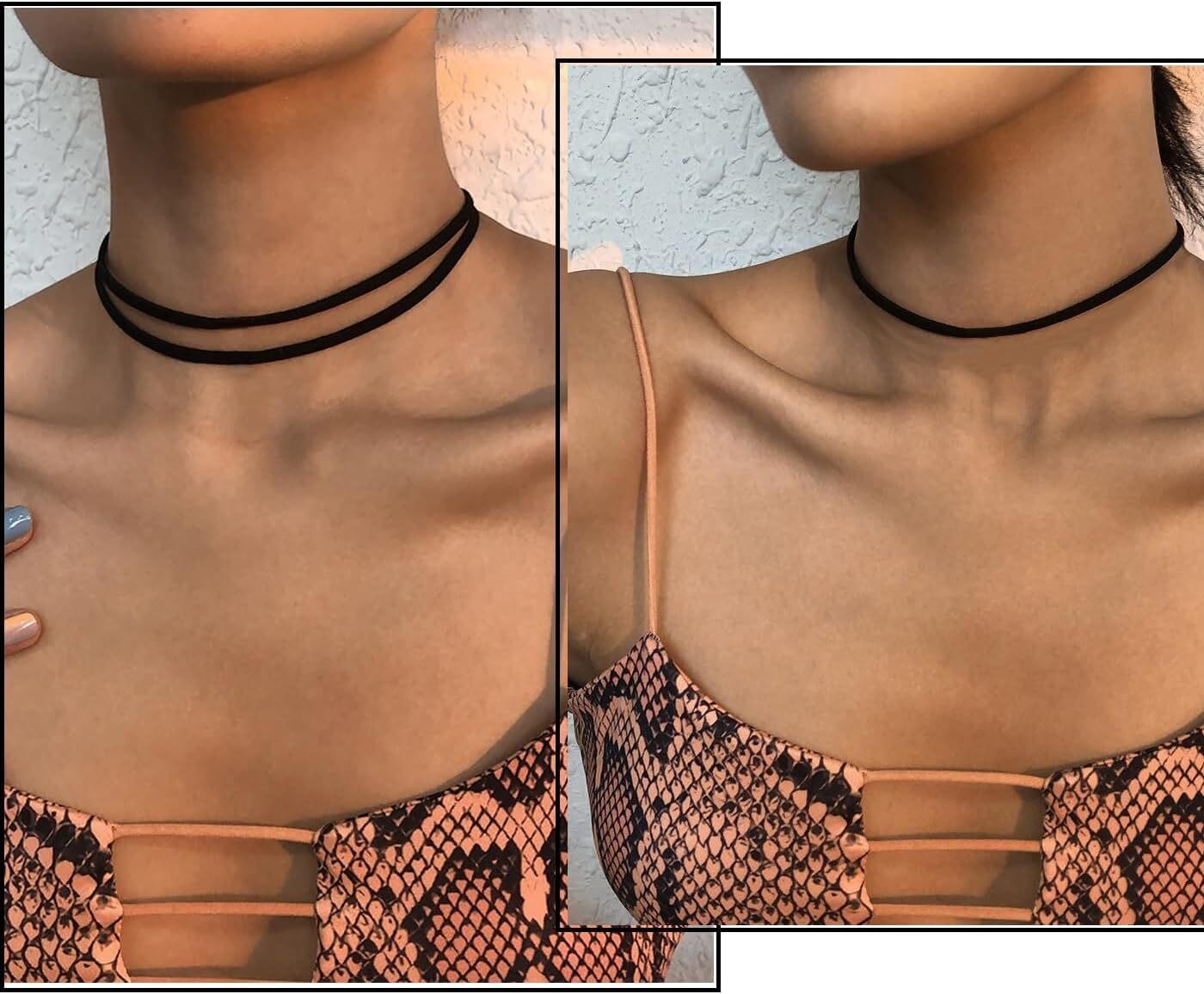 4pcs Black Choker for Women Black Lace Velvet Chocker Set Layered Classic Choker