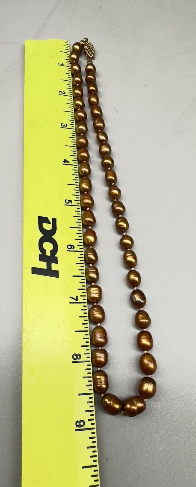 Golden Baroque Freshwater Pearl Necklace 18” Long 6-7mm